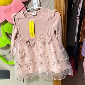 Blush pink Floral baby girl dress. 9-12 months nwt